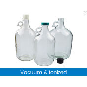 Qorpak® 64oz Clear Jug w/38-400 Black Phenolic Polyseal Cone Cap, Vacuum, 6PK