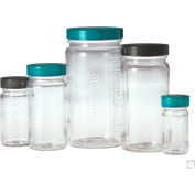 Qorpak® 8oz Clear Graduated Medium Round w/58-400 Green Thermoset F217 & PTFE Lined Cap, 24PK