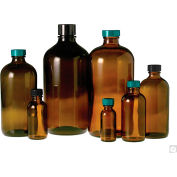 Qorpak® 4oz Amber Boston Round Bottle avec 22-400 Green Thermoset F217 & PTFE Lined Cap, 24PK