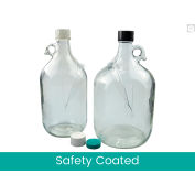 Qorpak® 84oz Safety Coated Clear Jug w/38-439 White PP F422 HDPE Foam Cap, 6PK