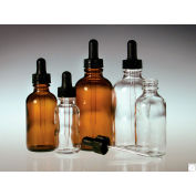 Qorpak® 1oz Clear Round Bottle Dropper Bottle avec 20-400 Black PP Glass Dropper Assembly, 48PK