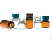 Qorpak® 0,33 dram Amber Compound Vial w/13-425 Green Thermoset F217 & PTFE Caps, 144PK