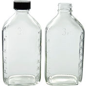 Qorpak® 6oz Clear Glass Prescription Ware Bottle with 24-400 Black Phenolic Cap, 48/Pack