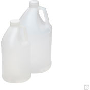 Qorpak® 128oz Natural HDPE Handled Round Jug with 38-400 White PP PE Foam Lined Cap, 4PK