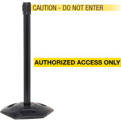 WeatherMaster Xtra Barrière de ceinture rétractable, 40 » Black Post, 11' Ylw « Authorized Access Only » Ceinture