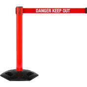 WeatherMaster 300 Barrière de ceinture rétractable, 40 » Poteau rouge, 16' Rouge « Danger-Keep Out » Ceinture