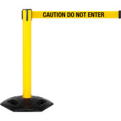 WeatherMaster 300 Retractable Belt Barrier, 40" Yellow Post, 16' Yellow "Caution-Do Not Enter" Belt