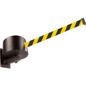 WallPro 750 Wall Mount Retractable Belt Barrier, Black Case W/75' Black/Yellow Belt