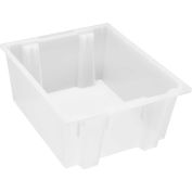 Quantum Storage Genuine Stack & Nest Tote Clear, 23-1/2"L x 19-1/2"W x 10"H, Polyprolylene - Pkg Qty 3