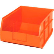 Quantum Plastic Stacking and Hanging Shelf Bin SSB445 11"W x 14"D x 7"H, Orange, qté par paquet : 6