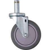 Quantum Swivel Casters, 5" Dia, Thermoplastic Resin, 2 with Brake, Gray, Set of 5