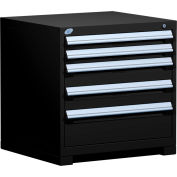 Rousseau Metal Heavy Duty Modular Drawer Cabinet 5 Drawer Bench High 30"W - Black