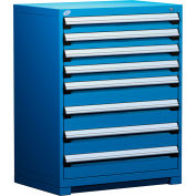 Rousseau Metal Heavy Duty Modular Drawer Cabinet 8 Drawer Counter High 36"W - Avalanche Blue