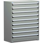 Rousseau Metal Modular Storage Drawer Cabinet 48x24x60, 9 Drawers (1 Size) w/o Divider, w/Lock, Gray