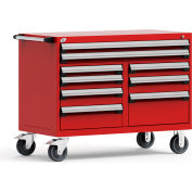 Rousseau Métal 9 tiroir Cabinet multi-tiroir Mobile - 48" Wx27 « Dx37-1/2 » H rouge