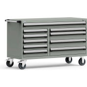 Rousseau Métal 10 tiroir Cabinet multi-tiroir Mobile - 60" Wx27 « Dx37-1/2 » H gris clair