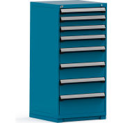 Cabinet de tiroir de stockage modulaire de Rousseau 30 x 27 x 60, 8 tiroirs (5 tailles) w/o diviseur, w/Lock, bleu