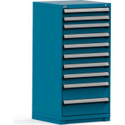 Cabinet de tiroir de stockage modulaire de Rousseau 30 x 27 x 60, 10 tiroirs (3 tailles) w/o diviseur, w/Lock, bleu
