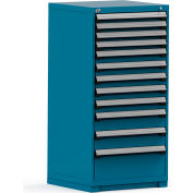 Cabinet de tiroir de stockage modulaire de Rousseau 30 x 27 x 60, 12 tiroirs (4 tailles) w/o diviseur, w/Lock, bleu