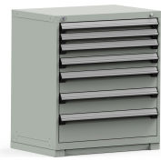 Armoire à tiroirs de rangement modulaire Rousseau 36x24x40, 7 tiroirs, (4 tailles, sans séparateur, verrou, gris