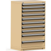 Cabinet de tiroir de stockage modulaire de Rousseau 36 x 24 x 60, 10 tiroirs (3 tailles) w/o diviseur, w/Lock, Beige