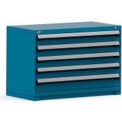 Cabinet de tiroir de stockage modulaire de Rousseau 48 x 24 x 32, 5 tiroirs (2 tailles) w/o diviseur, w/Lock, bleu