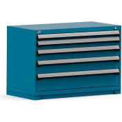 Cabinet de tiroir de stockage modulaire de Rousseau 48 x 24 x 32, 5 tiroirs (5 tailles) w/o diviseur, w/Lock, bleu