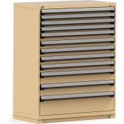 Rousseau Modular Storage Drawer Cabinet 48x24x60, 12 Drawers (4 Sizes) w/o Divider, w/Lock, Beige