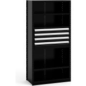 Rousseau Metal Steel Shelving 37-5/8"Wx18"Dx75"H Closed 5 Shelf 4 Drawer Black