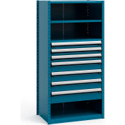 Rousseau Metal Steel Shelving 37-5/8"Wx24"Dx75"H Closed 5 Shelf 7 Drawer Everest Blue