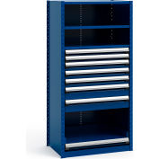 Rousseau Metal Steel Shelving 37-5/8"Wx24"Dx75"H Closed 4 Shelf 7 Drawer Avalanche Blue