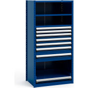Rousseau Metal Steel Shelving 37-5/8"Wx24"Dx75"H Closed 4 Shelf 7 Drawer Avalanche Blue