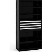 Rousseau Metal Steel Shelving 43-5/8"Wx18"Dx87"H Closed 6 Shelf 4 Drawer Black