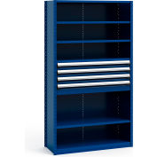 Rousseau Metal Steel Shelving 48-5/8"Wx18"Dx87"H Closed 6 Shelf 4 Drawer Avalanche Blue