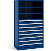 Rousseau Metal Steel Shelving 48-5/8"Wx24"Dx87"H Closed 5 Shelf 8 Drawer Avalanche Blue