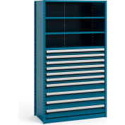 Rousseau Metal Steel Shelving 48-5/8"Wx24"Dx87"H Closed 5 Shelf 10 Drawer Everest Blue