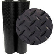Rouleaux de revêtement de sol en caoutchouc « Diamond-Plate » en caoutchouc - Rouleaux de sol en caoutchouc de 3 mm x 4 pi x 6 pieds - Noir