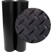 Rubber-Cal "Diamond-Plate" Rubber Flooring Rolls - 3 mm x 4 ft x 8 ft Rolls - Black