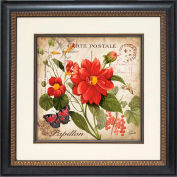 Crystal Art Gallery - Red Floral Postcard 1 - 19-3/4"W x 19-3/4"H, Single Mat Fillet