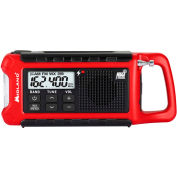 Midland® E+Ready® Radio à manivelle d’urgence compacte, 7- 9/100"L x 2-7/25"P x 4-22/25"H, Rouge