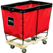 Royal Basket Trucks® Camion panier surélevé, 3 Bu, vinyle rouge, base en bois, tous pivotants