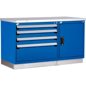 Rousseau Atelier en métal pour pièces MED &SM avec 2 boîtes à outils, 60"W x 30"P x 36"H, Noir brillant