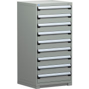 Rousseau Metal Heavy® Duty Modulaire Cabinet, 9 tiroirs, 30"L x 21"P x 60"H, Gris clair