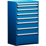 Armoire modulaire robuste Rousseau Metal®, 8 tiroirs, 36"L x 18"P x 60"H, Bleu Avalanche