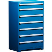 Armoire modulaire robuste Rousseau Metal®, 7 tiroirs, 36"L x 18"P x 60"H, Bleu Avalanche