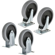 Roulettes en caoutchouc ™ de remplacement 5 » pour chariots de service en plastique, 2 pivotant/2 rigide