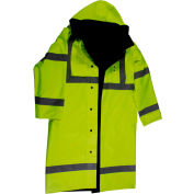Petra Roc 48" Waterproof Reversible Raincoat, ANSI Class 3, 300D Oxford/PU Coating, Lime/Black, 4XL