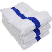 R&R Value Blue Center Stripe Pool Towel - 44" x 22" - 12 Pack
