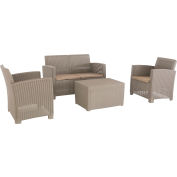 DUKAP® Alta All Weather Faux Rattan 4 PPL Siège avec Coussins Gris