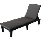 DUKAP® Oslo Chaise longue inclinable noir avec coussins gris
